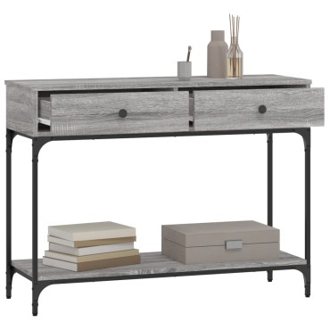 vidaXL Τραπέζι Κονσόλα Γκρι Sonoma 100x34,5x75cm Επεξεργασμένο Ξύλο 1 τεμ.