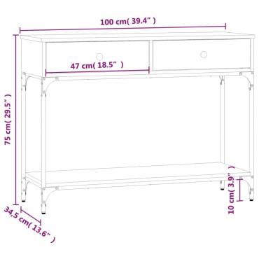 vidaXL Τραπέζι Κονσόλα Sonoma Δρυς 100x34,5x75cm Επεξεργασμένο Ξύλο 1 τεμ.