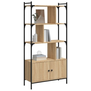 vidaXL Βιβλιοθήκη με Πόρτες Sonoma Δρυς 76,5x30x154,5cm Επεξ. Ξύλο 1 τεμ.