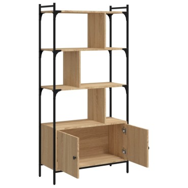vidaXL Βιβλιοθήκη με Πόρτες Sonoma Δρυς 76,5x30x154,5cm Επεξ. Ξύλο 1 τεμ.