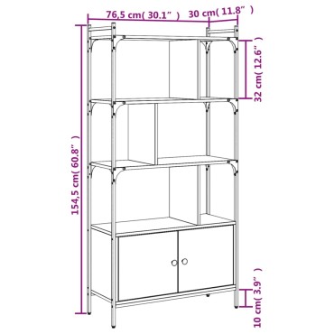 vidaXL Βιβλιοθήκη με Πόρτες Sonoma Δρυς 76,5x30x154,5cm Επεξ. Ξύλο 1 τεμ.