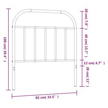 vidaXL Κεφαλάρι Λευκό Μεταλλικό 85x3x100cm 1 τεμ.