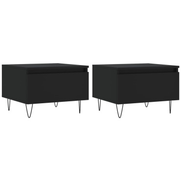 vidaXL Τραπεζάκια Σαλονιού 2 τεμ. Μαύρα 50x46x35cm Επεξεργ. Ξύλο