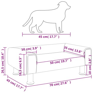 vidaXL Κρεβάτι Σκύλου Σκούρο Γκρι 70 x 45 x 26,5 εκ. Βελούδινο