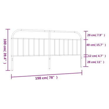 vidaXL Κεφαλάρι Λευκό Μεταλλικό 198x3x100cm 1 τεμ.