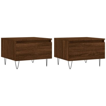 vidaXL Τραπεζάκια Σαλονιού 2 τεμ. Καφέ Δρυς 50x46x35cm Επεξ. Ξύλο