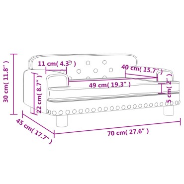 vidaXL Καναπές Παιδικός Γκρι 70x45x30cm από Συνθετικό Δέρμα