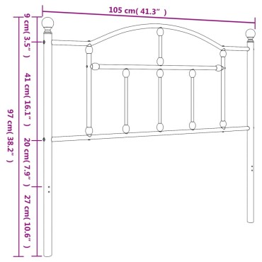 vidaXL Κεφαλάρι Λευκό Μεταλλικό 105x3x97cm 1 τεμ.