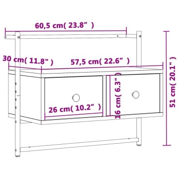 vidaXL Έπιπλο Τηλεόρασης Επιτοίχιο Sonoma Δρυς 60,5x30x51cm Επ. Ξύλο