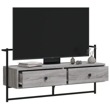 vidaXL Έπιπλο Τηλεόρασης Επιτοίχιο Γκρι Sonoma 100,5x30x51cm Επ. Ξύλο