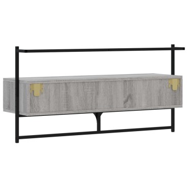 vidaXL Έπιπλο Τηλεόρασης Επιτοίχιο Γκρι Sonoma 100,5x30x51cm Επ. Ξύλο