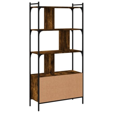 vidaXL Βιβλιοθήκη με Πόρτες Καπνιστή Δρυς 76,5x30x154,5cm Επεξ. Ξύλο 1 τεμ.