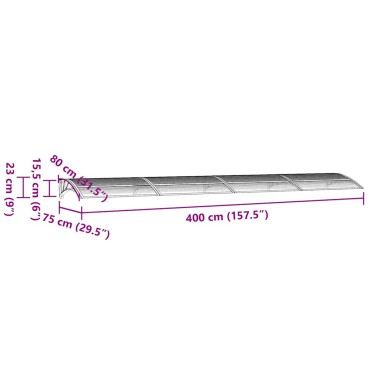vidaXL Στέγαστρο Πόρτας Γκρι & Διαφανές 400 x 75 εκ. από Πολυκαρβονικό