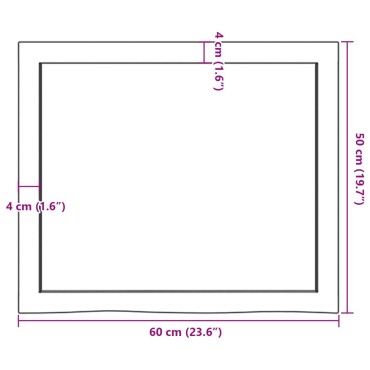 vidaXL Πάγκος Μπάνιου 60x50x(2-6) εκ. από Ακατέργαστο Μασίφ Ξύλο