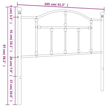 vidaXL Κεφαλάρι Μαύρο Μεταλλικό 105x3x97cm 1 τεμ.