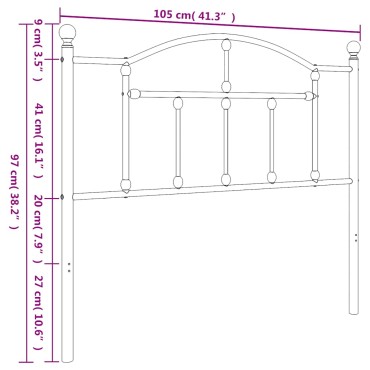 vidaXL Κεφαλάρι Μαύρο Μεταλλικό 105x3x97cm 1 τεμ.