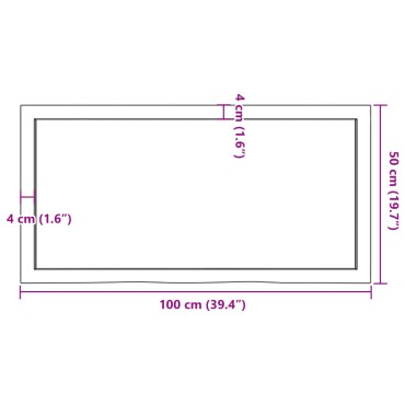vidaXL Πάγκος Μπάνιου Σκούρο Καφέ 100x50x(2-6) εκ. Επεξεργ. Μασίφ Ξύλο