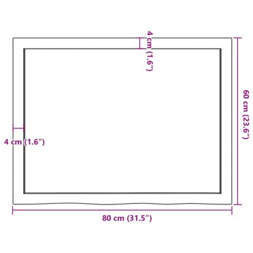 vidaXL Πάγκος Μπάνιου Σκούρο Καφέ 80x60x(2-6) εκ. Επεξεργ. Μασίφ Ξύλο