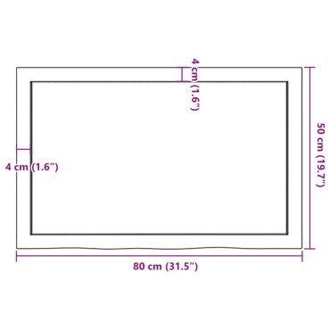 vidaXL Πάγκος Μπάνιου Σκούρο Καφέ 80x50x(2-4) εκ. Επεξεργ. Μασίφ Ξύλο