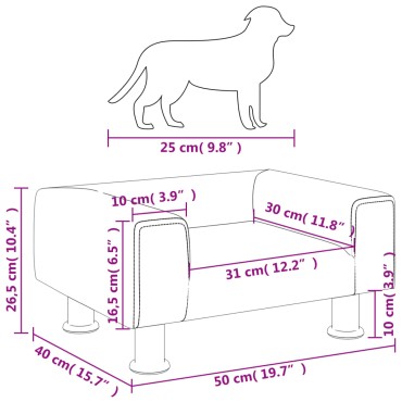 vidaXL Κρεβάτι Σκύλου Ανοιχτό Γκρι 50 x 40 x 26,5 εκ. Βελούδινο