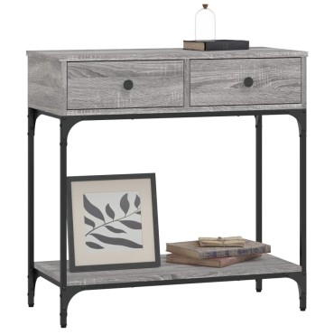 vidaXL Τραπέζι Κονσόλα Γκρι Sonoma 75x34,5x75cm Επεξεργασμένο Ξύλο 1 τεμ.