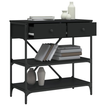 vidaXL Τραπέζι Κονσόλα Μαύρο 75x34,5x75cm από Επεξεργ. Ξύλο 1 τεμ.