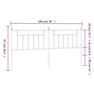 vidaXL Κεφαλάρι Μαύρο Μεταλλικό 198x3x97cm 1 τεμ.
