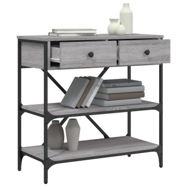 vidaXL Τραπέζι Κονσόλα Γκρι Sonoma 75x34,5x75cm Επεξεργασμένο Ξύλο 1 τεμ.