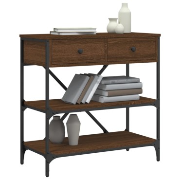 vidaXL Τραπέζι Κονσόλα Καφέ Δρυς 75x34,5x75cm Επεξεργασμένο Ξύλο 1 τεμ.