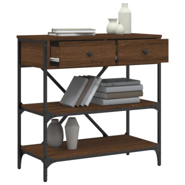 vidaXL Τραπέζι Κονσόλα Καφέ Δρυς 75x34,5x75cm Επεξεργασμένο Ξύλο 1 τεμ.
