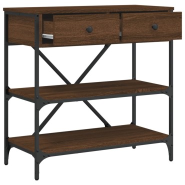 vidaXL Τραπέζι Κονσόλα Καφέ Δρυς 75x34,5x75cm Επεξεργασμένο Ξύλο 1 τεμ.