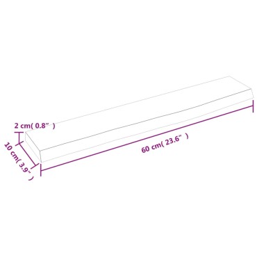vidaXL Ράφι Τοίχου Σκούρο Καφέ 60x10x2cm Επεξεργ. Μασίφ Ξύλο Δρυός 1 τεμ.