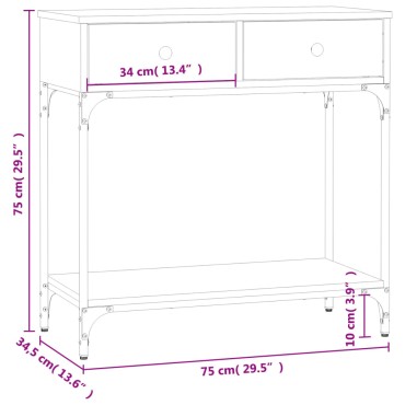 vidaXL Τραπέζι Κονσόλα Καπνιστή Δρυς 75x34,5x75cm Επεξεργ. Ξύλο 1 τεμ.
