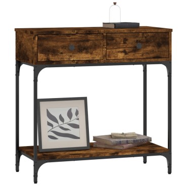 vidaXL Τραπέζι Κονσόλα Καπνιστή Δρυς 75x34,5x75cm Επεξεργ. Ξύλο 1 τεμ.