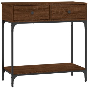 vidaXL Τραπέζι Κονσόλα Καφέ Δρυς 75x34,5x75cm Επεξεργασμένο Ξύλο 1 τεμ.