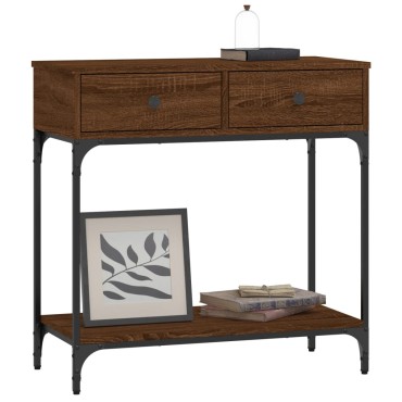 vidaXL Τραπέζι Κονσόλα Καφέ Δρυς 75x34,5x75cm Επεξεργασμένο Ξύλο 1 τεμ.