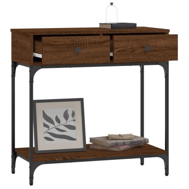 vidaXL Τραπέζι Κονσόλα Καφέ Δρυς 75x34,5x75cm Επεξεργασμένο Ξύλο 1 τεμ.