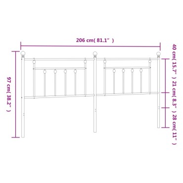 vidaXL Κεφαλάρι Μαύρο Μεταλλικό 206x3x97cm 1 τεμ.