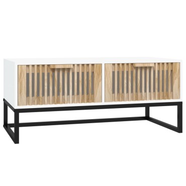 vidaXL Τραπεζάκι Σαλονιού Λευκό 80x40x35cm Επεξεργασμένο Ξύλο & Σίδερο 1 τεμ.