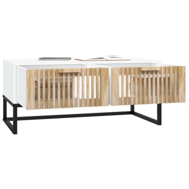 vidaXL Τραπεζάκι Σαλονιού Λευκό 80x40x35cm Επεξεργασμένο Ξύλο & Σίδερο 1 τεμ.