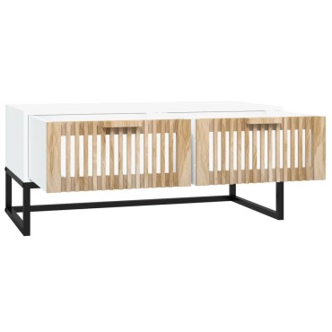 vidaXL Τραπεζάκι Σαλονιού Λευκό 80x40x35cm Επεξεργασμένο Ξύλο & Σίδερο 1 τεμ.