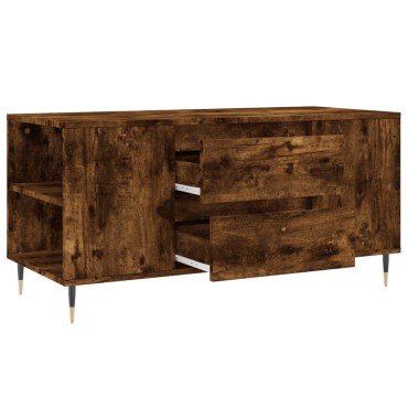 vidaXL Τραπεζάκι Σαλονιού Καπνιστή Δρυς 102x44,5x50cm Επεξεργ. Ξύλο 1 τεμ.