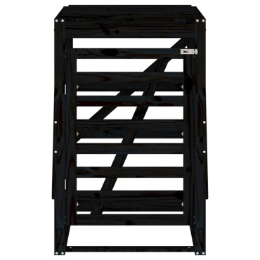 vidaXL Αποθ. Τροχήλατου Κάδου Μαύρη 84x90x128,5 εκ. Μασίφ Ξύλο Πεύκου