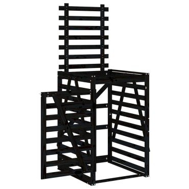vidaXL Αποθ. Τροχήλατου Κάδου Μαύρη 84x90x128,5 εκ. Μασίφ Ξύλο Πεύκου