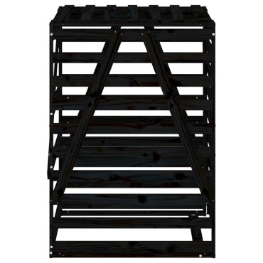 vidaXL Αποθ. Τροχήλατου Κάδου Μαύρη 84x90x128,5 εκ. Μασίφ Ξύλο Πεύκου