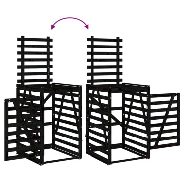 vidaXL Αποθ. Τροχήλατου Κάδου Μαύρη 84x90x128,5 εκ. Μασίφ Ξύλο Πεύκου