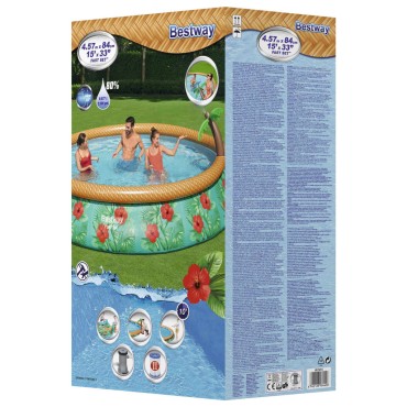 Bestway Φουσκωτή Πισίνα Fast Set Inflatable Paradise Palms 457x84 εκ.