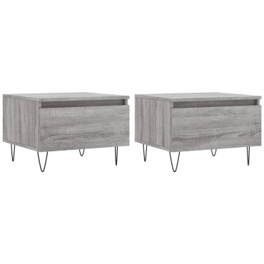 vidaXL Τραπεζάκια Σαλονιού 2 τεμ. Γκρι Sonoma 50x46x35cm Επεξ. Ξύλο