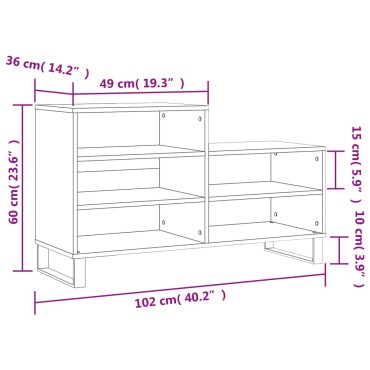 vidaXL Παπουτσοθήκη Γκρι Σκυροδέματος 102x36x60cm Επεξεργασμένο Ξύλο
