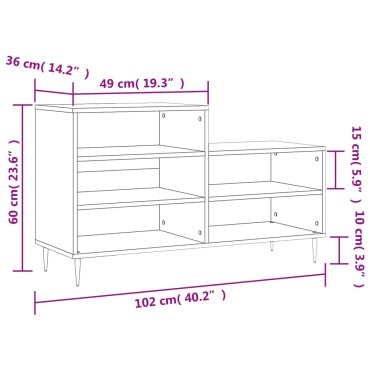 vidaXL Παπουτσοθήκη Γκρι Σκυροδέματος 102x36x60cm Επεξεργασμένο Ξύλο